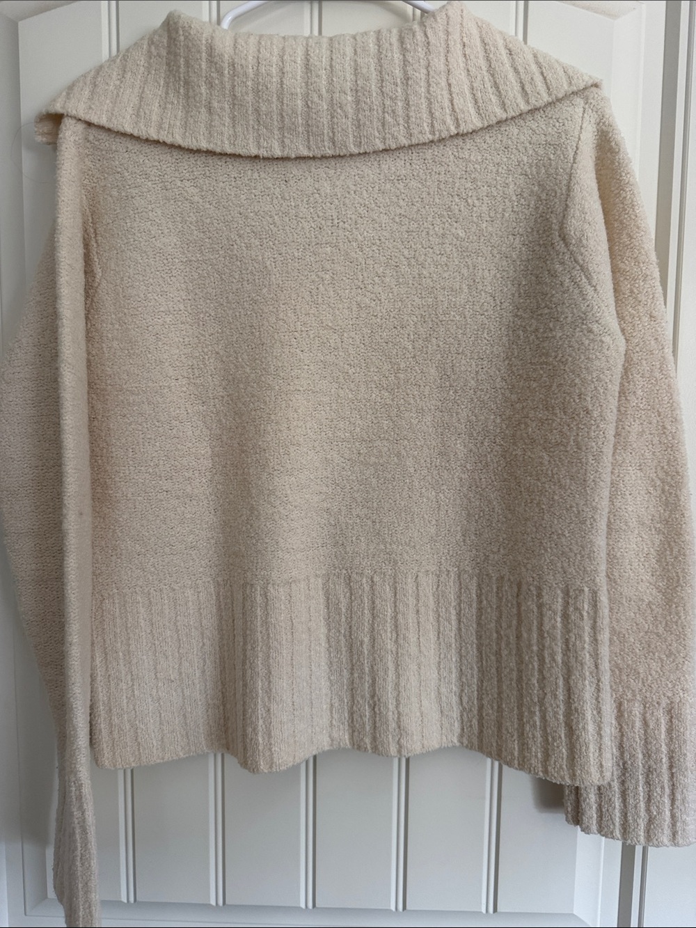 Eileen Fisher Neutral Cream Hooded Bouclé Pullover Wool blend - Picture 3 of 7